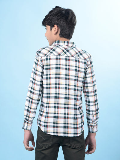 Orange Checked 100% Cotton Button-Down Collar Shirt-Boys Shirts-Crimsoune Club