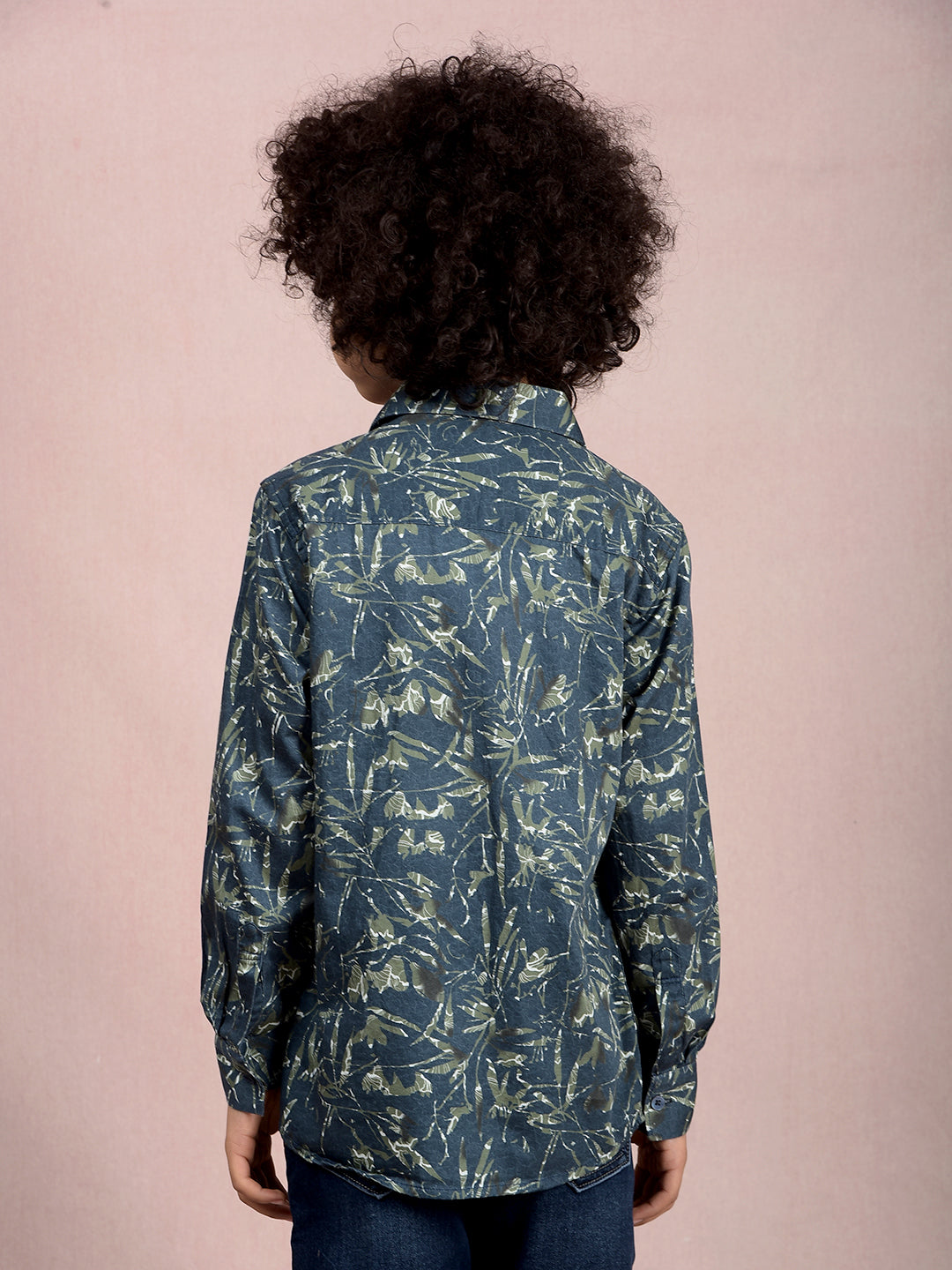 Green Floral Print 100% Cotton Shirt-Boys Shirts-Crimsoune Club