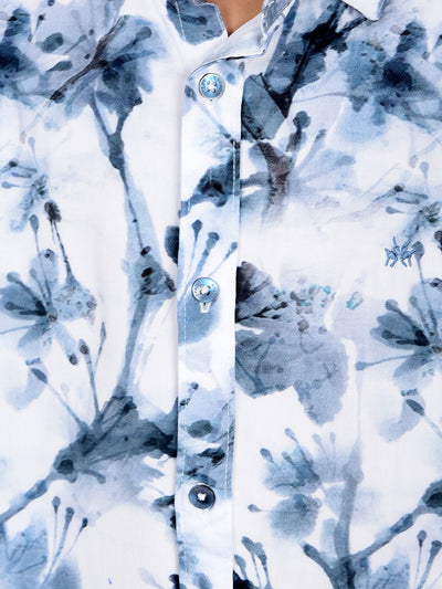 Grey Floral Print Shirt-Boys Shirts-Crimsoune Club