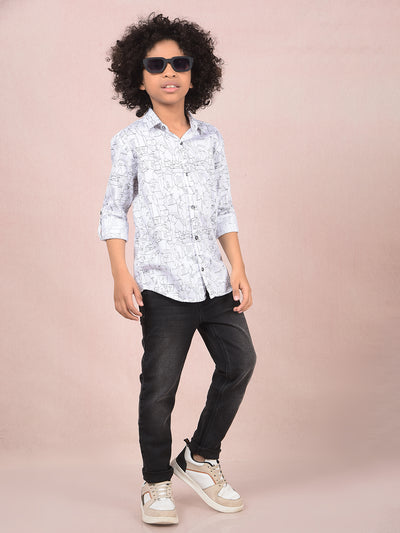 White Printed Shirt-Boys Shirts-Crimsoune Club