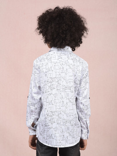 White Printed Shirt-Boys Shirts-Crimsoune Club