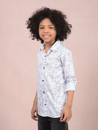 White Printed Shirt-Boys Shirts-Crimsoune Club
