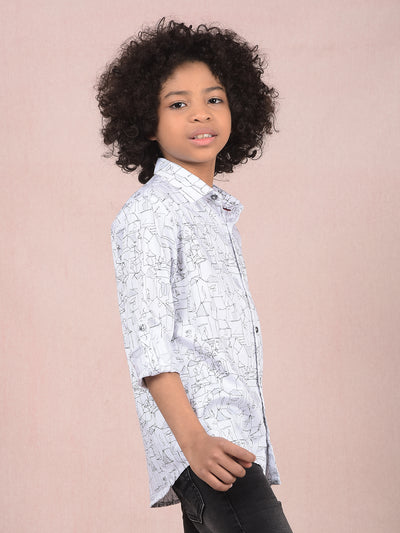White Printed Shirt-Boys Shirts-Crimsoune Club