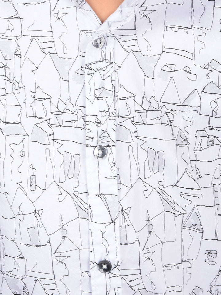 White Printed Shirt-Boys Shirts-Crimsoune Club