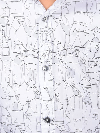 White Printed Shirt-Boys Shirts-Crimsoune Club