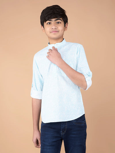 Green Floral Print Kurta-Boys Kurtas-Crimsoune Club