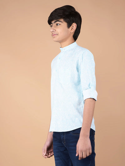 Green Floral Print Kurta-Boys Kurtas-Crimsoune Club