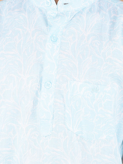 Green Floral Print Kurta-Boys Kurtas-Crimsoune Club