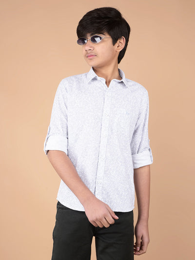 Purple Floral Print Shirt-Boys Shirts-Crimsoune Club