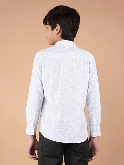 Purple Floral Print Shirt-Boys Shirts-Crimsoune Club