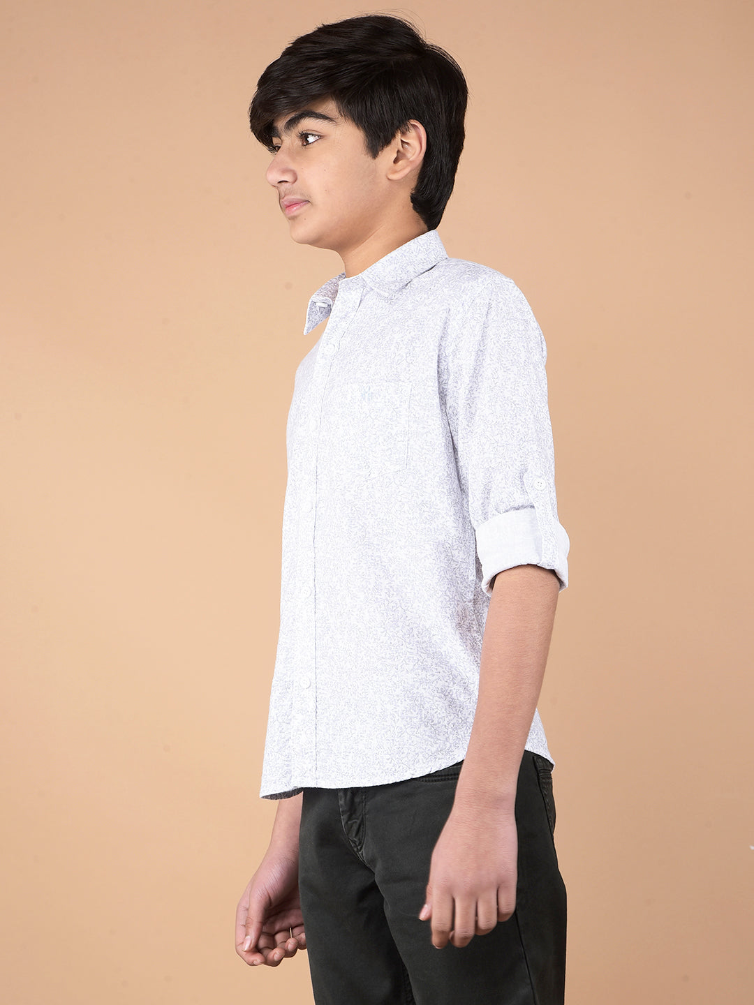 Purple Floral Print Shirt-Boys Shirts-Crimsoune Club