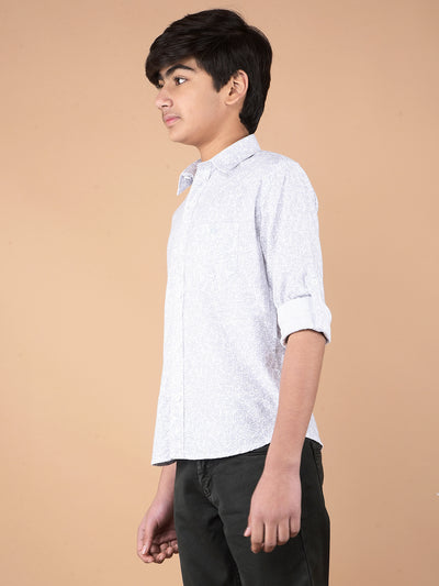 Purple Floral Print Shirt-Boys Shirts-Crimsoune Club