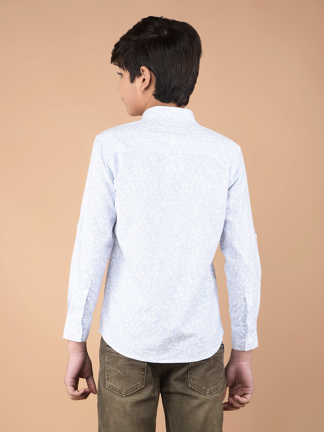 Blue Floral Print Shirt-Boys Shirts-Crimsoune Club