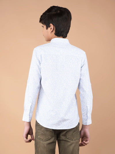Blue Floral Print Shirt-Boys Shirts-Crimsoune Club