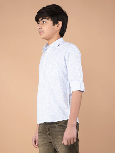 Blue Floral Print Shirt-Boys Shirts-Crimsoune Club