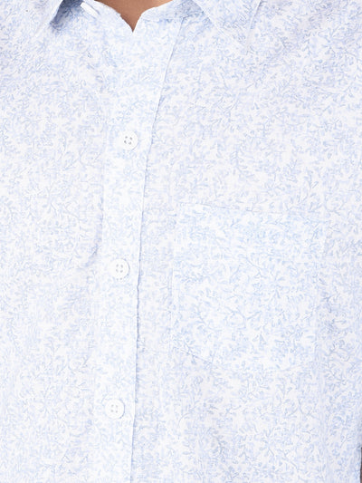 Blue Floral Print Shirt-Boys Shirts-Crimsoune Club