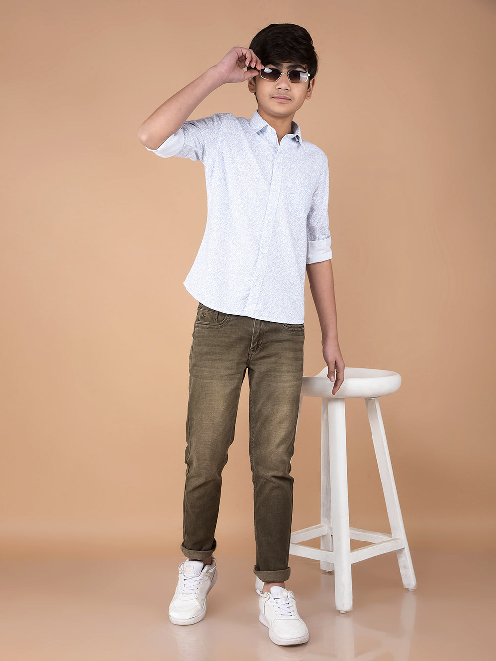 Blue Floral Print Shirt-Boys Shirts-Crimsoune Club