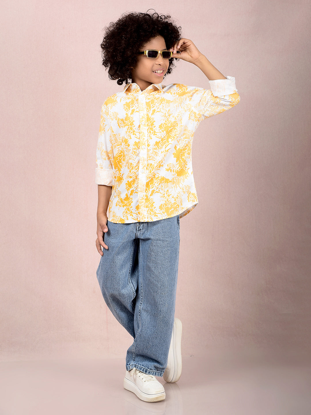 Orange Printed Shirt-Boys Shirts-Crimsoune Club