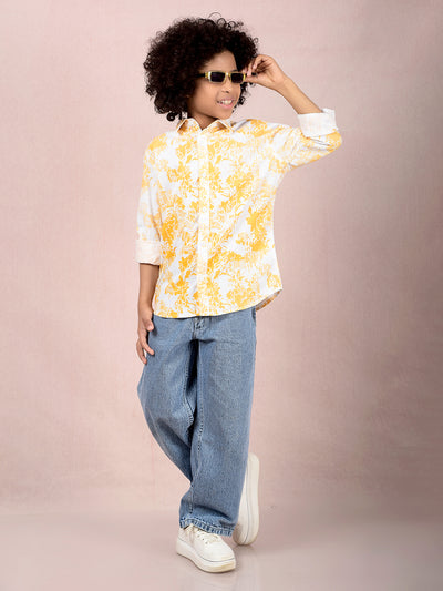 Orange Printed Shirt-Boys Shirts-Crimsoune Club