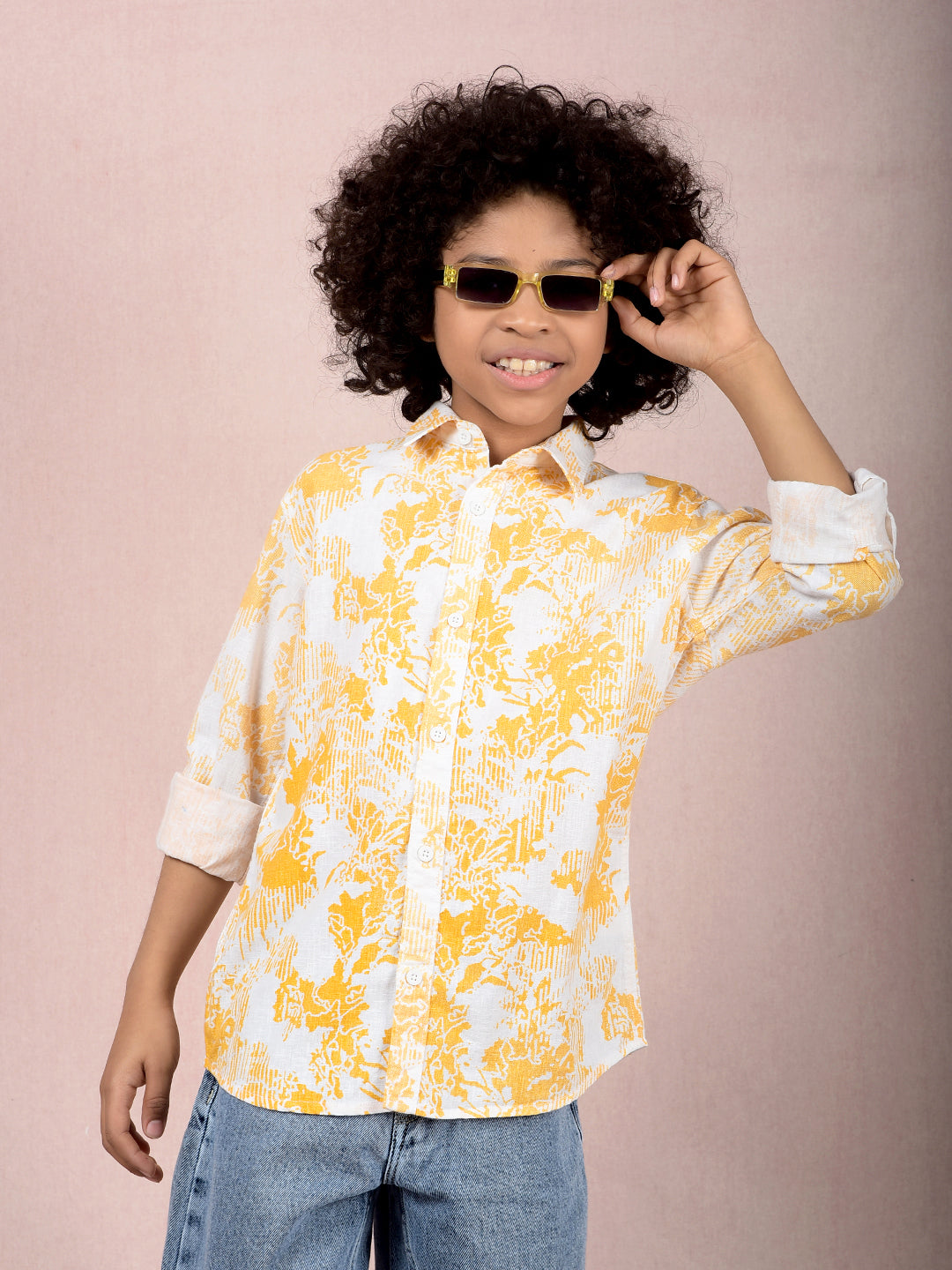 Orange Printed Shirt-Boys Shirts-Crimsoune Club