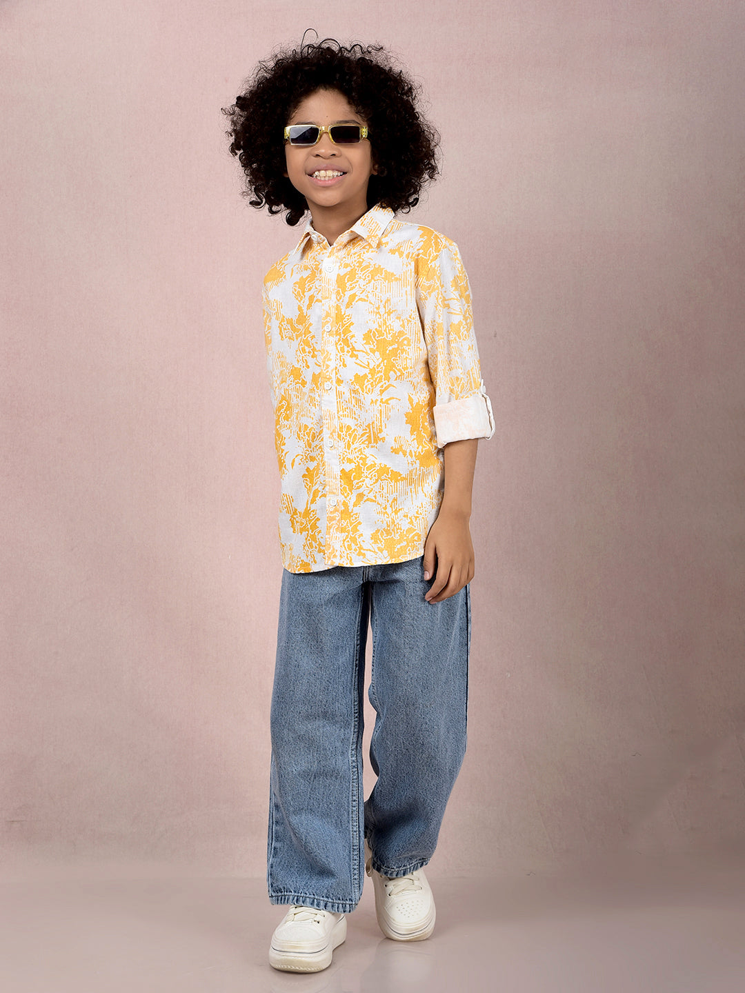 Orange Printed Shirt-Boys Shirts-Crimsoune Club