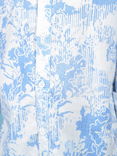 Blue Floral Print Shirt-Boys Shirts-Crimsoune Club