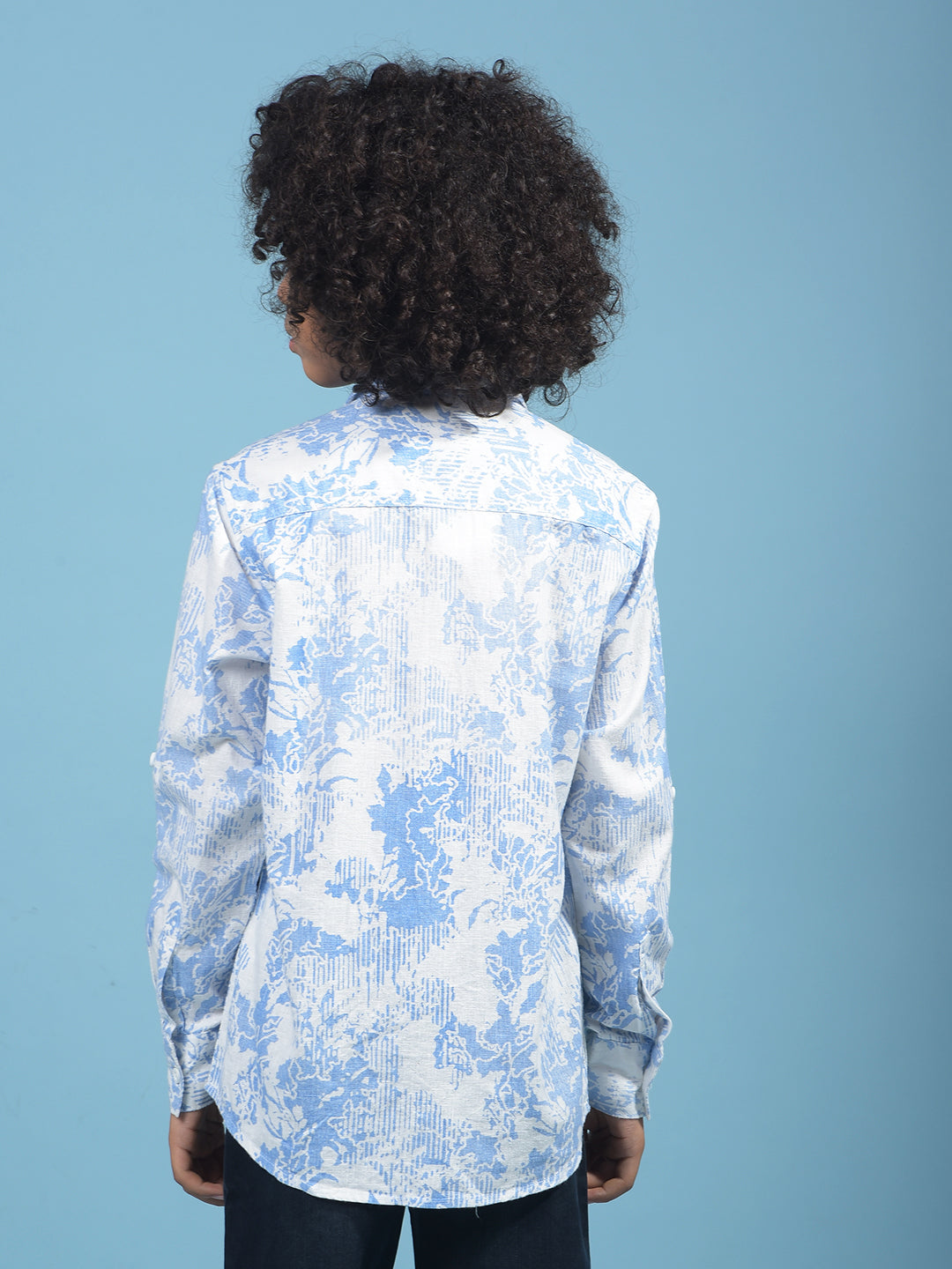 Blue Floral Print Shirt-Boys Shirts-Crimsoune Club