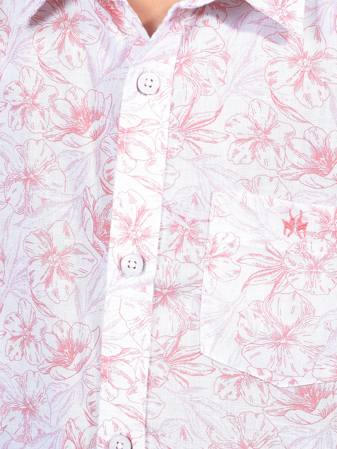Pink Floral Print Shirt-Boys Shirts-Crimsoune Club