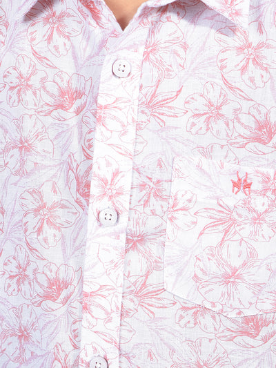 Pink Floral Print Shirt-Boys Shirts-Crimsoune Club