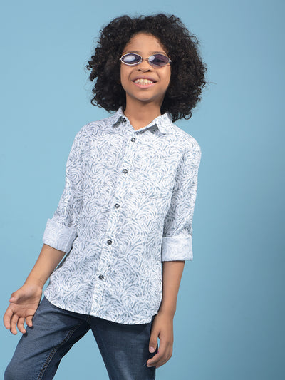 Grey Floral Print 100% Cotton Shirt-Boys Shirts-Crimsoune Club