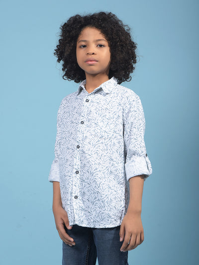 Grey Floral Print 100% Cotton Shirt-Boys Shirts-Crimsoune Club