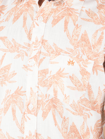 Peach Floral Print 100% Cotton Shirt-Boys Shirts-Crimsoune Club