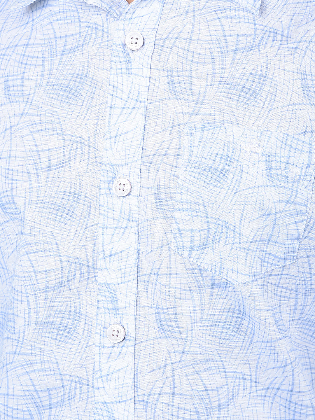 Blue Printed Button-Down Collar Shirt-Boys Shirts-Crimsoune Club