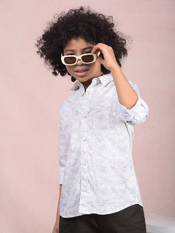 Olive Printed Shirt-Boys Shirts-Crimsoune Club