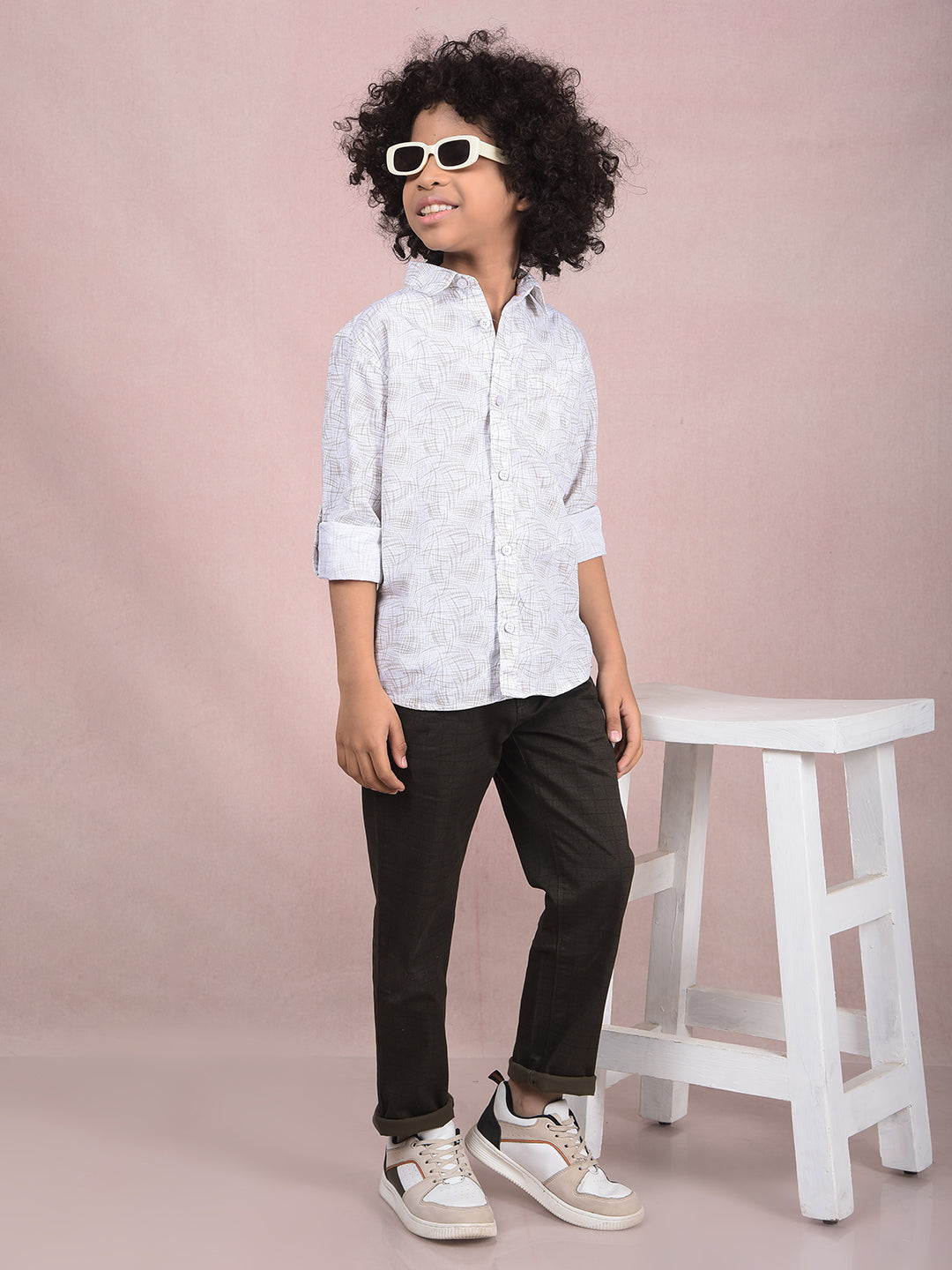 Olive Printed Shirt-Boys Shirts-Crimsoune Club