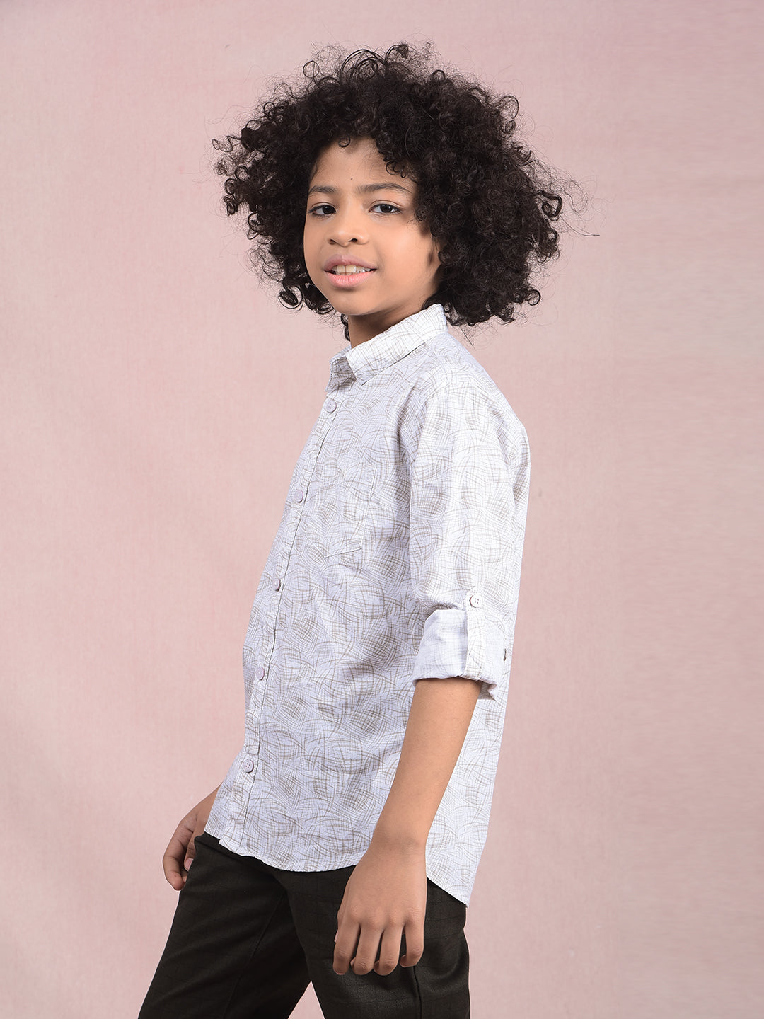 Olive Printed Shirt-Boys Shirts-Crimsoune Club