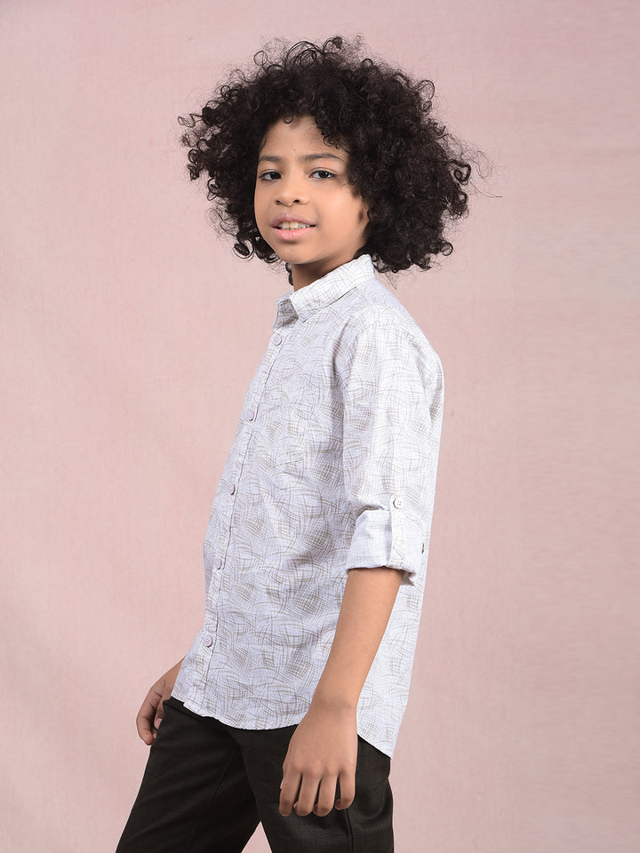 Olive Printed Shirt-Boys Shirts-Crimsoune Club