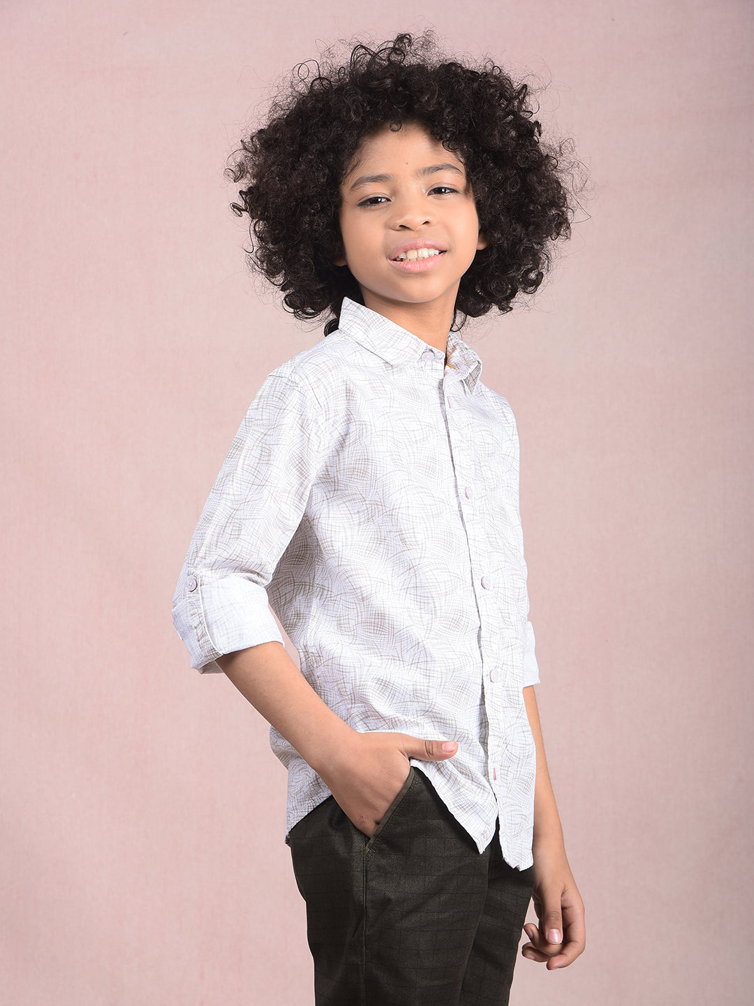 Olive Printed Shirt-Boys Shirts-Crimsoune Club