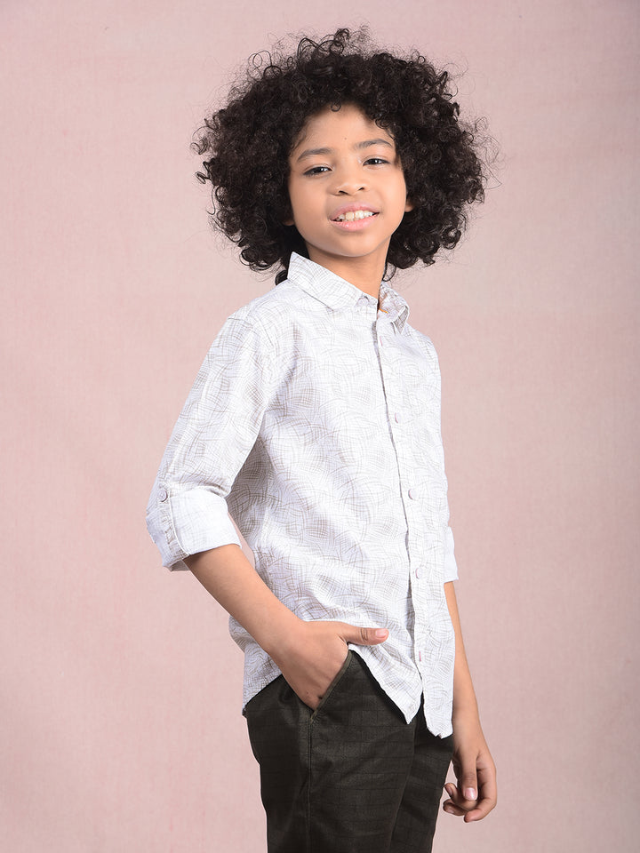Olive Printed Shirt-Boys Shirts-Crimsoune Club