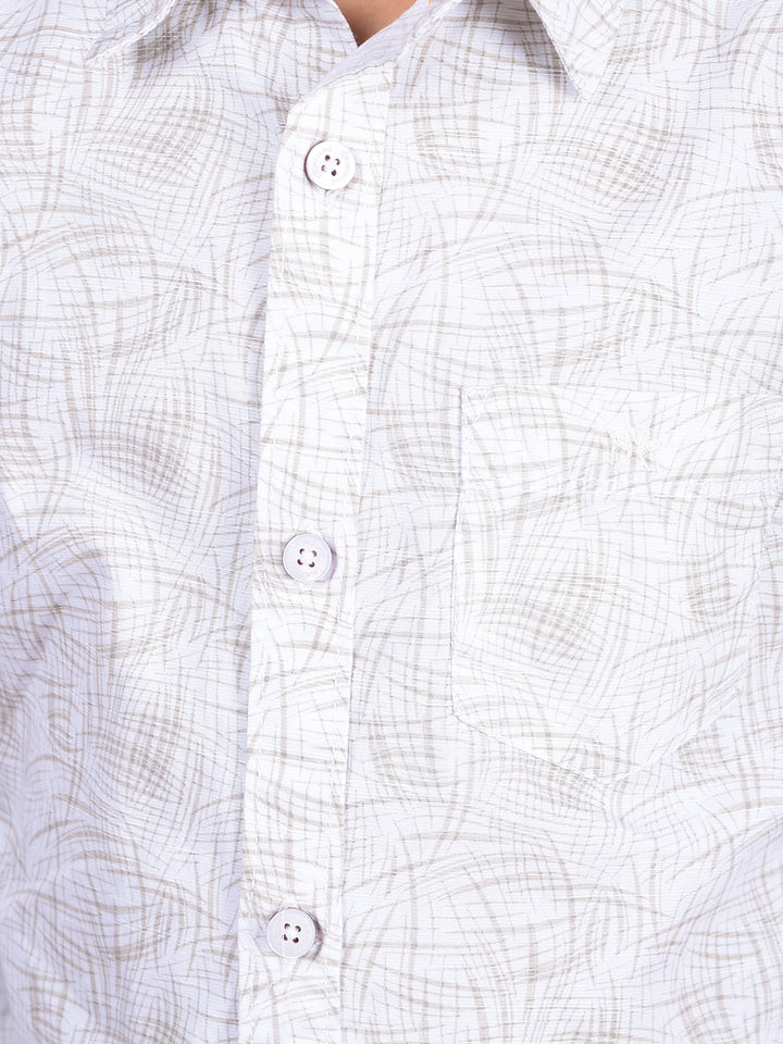 Olive Printed Shirt-Boys Shirts-Crimsoune Club