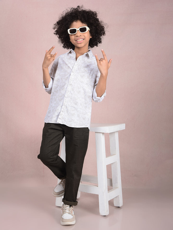 Olive Printed Shirt-Boys Shirts-Crimsoune Club