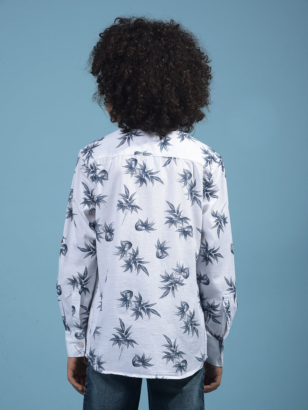 White Floral Print 100% Cotton Shirt-Boys Shirts-Crimsoune Club