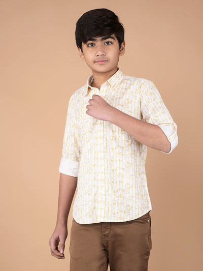 Yellow Floral Print Shirt-Boys Shirts-Crimsoune Club
