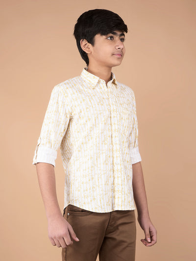 Yellow Floral Print Shirt-Boys Shirts-Crimsoune Club