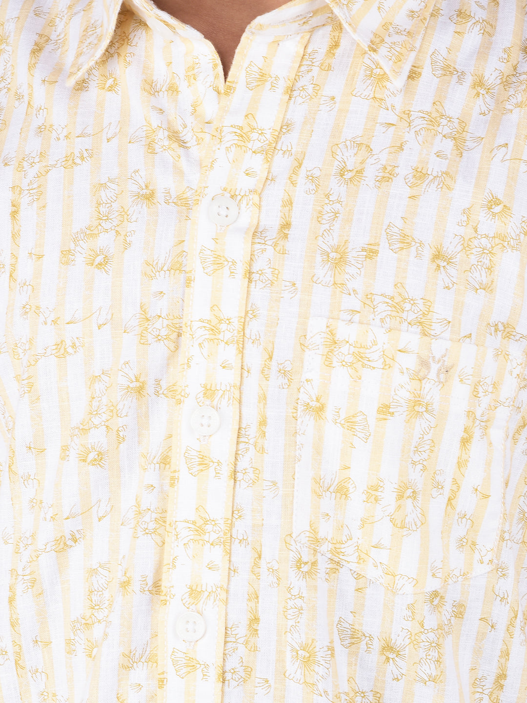 Yellow Floral Print Shirt-Boys Shirts-Crimsoune Club