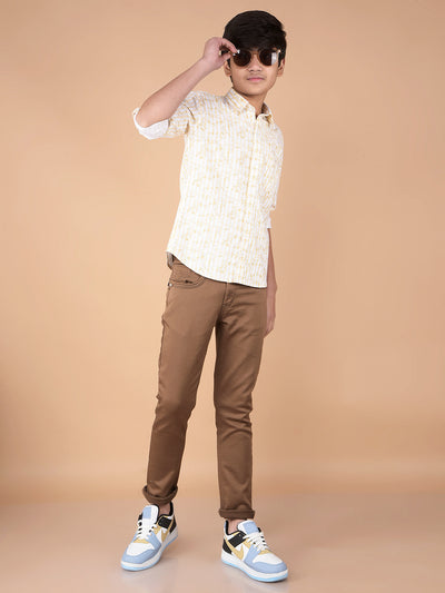 Yellow Floral Print Shirt-Boys Shirts-Crimsoune Club