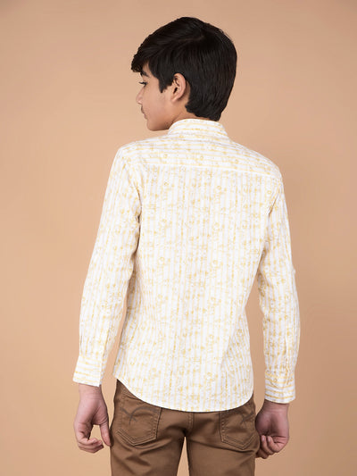 Yellow Floral Print Shirt-Boys Shirts-Crimsoune Club