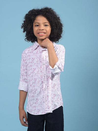 Pink Floral Print Shirt-Boys Shirts-Crimsoune Club