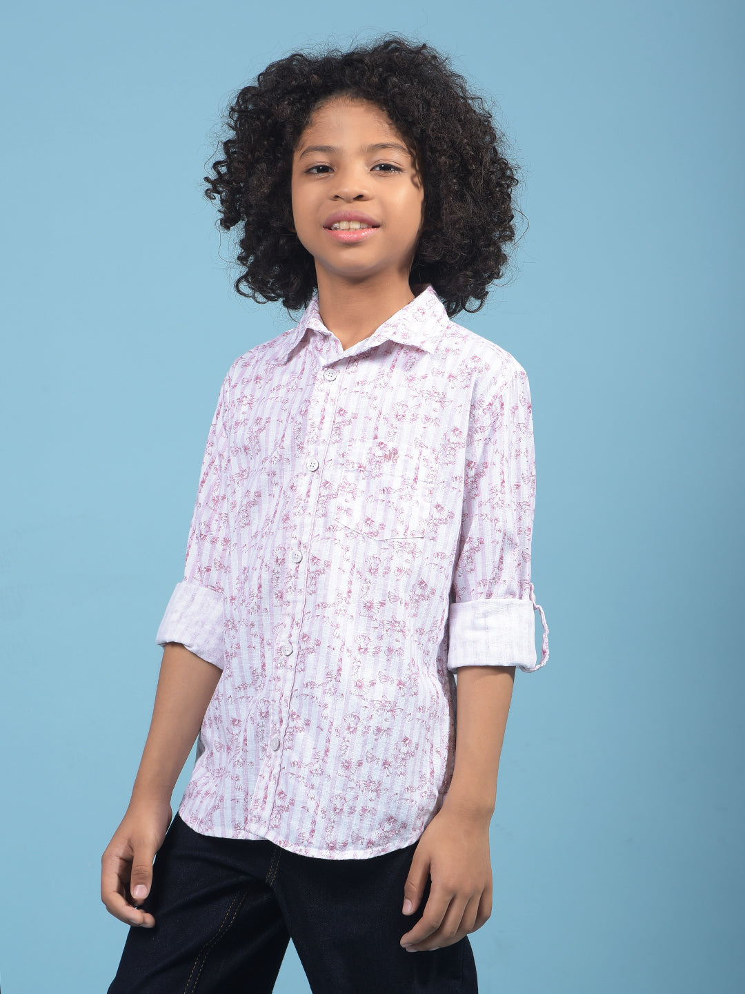 Pink Floral Print Shirt-Boys Shirts-Crimsoune Club