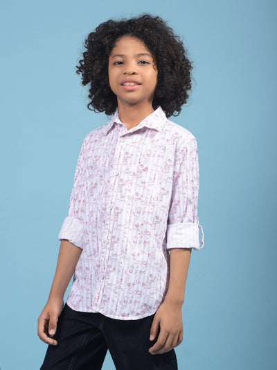 Pink Floral Print Shirt-Boys Shirts-Crimsoune Club